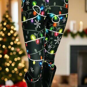 OS/TC/TC2 NEW Womens Christmas Lights Leggings Luxury Soft Yoga Pants